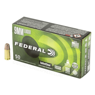 Federal 9mm BallistiClean Frangible Non-Toxic patruuna, läheltä metallimaaleihin ammuttava sisäratapatruuna 50kpl